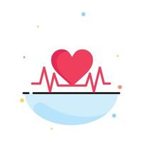 Heartbeat Love Heart Wedding Abstract Flat Color Icon Template vector