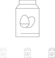 Egg Bottle Easter Holiday Bold and thin black line icon set vector