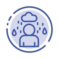 Man Cloud Rainy Blue Dotted Line Line Icon vector