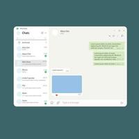 Whatsapp interface template for computer, PC. Web version of Whatsapp. vector