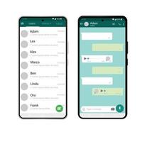 plantilla de interfaz de whatsapp en teléfono móvil vector