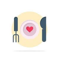 Dinner Romantic Food Date Couple Abstract Circle Background Flat color Icon vector