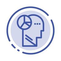 Graph Head Mind Thinking Blue Dotted Line Line Icon vector