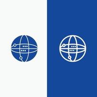 World Internet Computing Globe Line and Glyph Solid icon Blue banner vector