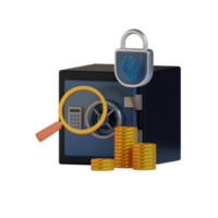 Ilustración 3d de caja de seguridad con cerradura png