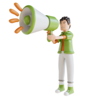 3D illustration business man holding megaphone for marketing png