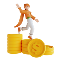 3D illustration woman showing money chart going down png