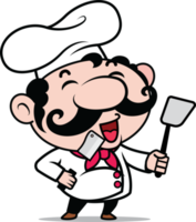 Cartoon chef holding spatula kitchen ware illustration png