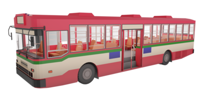 3D render thailand city bus red green white color open the door wait passenger png illustration
