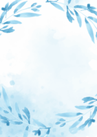 vattenfärg blå löv på stänk bakgrund bröllop eller födelsedag inbjudan kort png