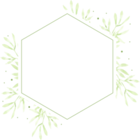 moldura de grinalda de folhas verdes em aquarela para logotipo ou banner png