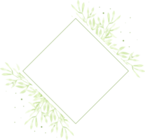 watercolor green leaves wreath frame for logo or banner png