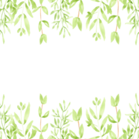 akvarell gröna blad fyrkantiga banner bakgrund med kopia utrymme png