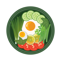 asiatische traditionelle lebensmittelsammlung mit essstäbchen. Salatpng-Design mit Zitrone, Tomate, Gurke und Zwiebel. Sushi mit Sojasauce und Garnelen auf transparentem Hintergrund. png