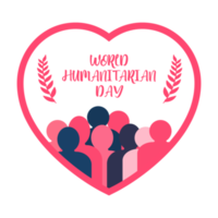 wereld humanitair dag logo ontwerp. humanitair dag speciaal met menselijk vormen. mannen binnen een rood liefde vorm geven aan. creatief ontwerp element Aan een transparant achtergrond. png