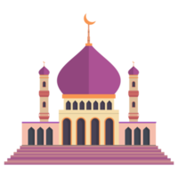 Muslim mosque PNG design with colorful shapes. Muslim festival Eid Mubarak celebration element. Muslim mosque image for Eid celebration on transparent background.