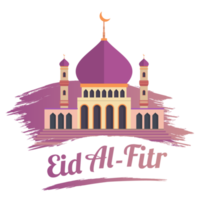Beautiful Muslim mosque with a brush stroke. Multicolor Muslim mosque PNG image. Muslim festival happy Eid Mubarak celebration. Moon and Muslim mosque for Eid celebration on transparent background.