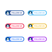 síguenos botón colección de imágenes png. botón Síguenos en las redes sociales con sombra multicolor. diseño de acción de gracias para las redes sociales siguiendo un fondo transparente. png