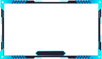 Futuristic live streaming overlay PNG with frosty blue color. Live gaming screen panel and broadcast frame design with abstract shapes. Streaming panel overlay template design for gamers.