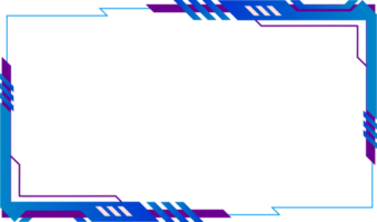 sobreposição de painel de tela de jogo simples design png com cor azul. sobreposição de transmissão ao vivo e imagem de borda de transmissão com cor azul. interface de usuário online png com formas abstratas.