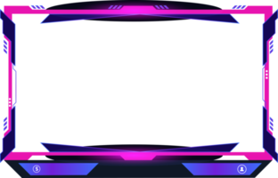 Online gaming screen panel and border image for gamers with colorful buttons. Live streaming overlay decoration with girly pink and blue color shades. Live broadcast elements PNG. png