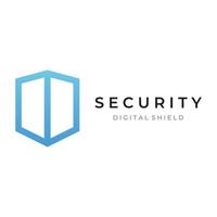 Creative technology digital cyber security logo template design with modern shield and key protection concept. Logo for business, digital and technology. vector