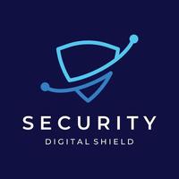 diseño de plantilla de logotipo de seguridad cibernética digital de tecnología creativa con escudo moderno y concepto de protección de clave. logo para negocios, digital y tecnología. vector