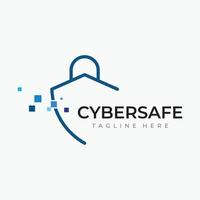 Creative technology digital cyber security logo template design with modern shield and key protection concept. Logo for business, digital and technology. vector