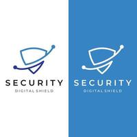 Creative technology digital cyber security logo template design with modern shield and key protection concept. Logo for business, digital and technology. vector