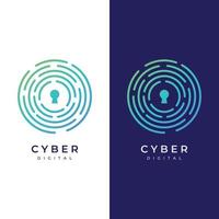 diseño de plantilla de logotipo de seguridad cibernética digital de tecnología creativa con escudo moderno y concepto de protección de clave. logo para negocios, digital y tecnología. vector