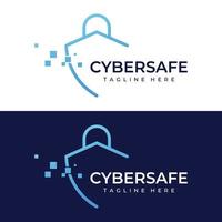 Creative technology digital cyber security logo template design with modern shield and key protection concept. Logo for business, digital and technology. vector