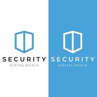 Creative technology digital cyber security logo template design with modern shield and key protection concept. Logo for business, digital and technology. vector