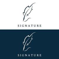 Creative design of pen template logo with hipster quill for author or author, signature. vector