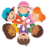 Group Of Children Putting Hands Together vector