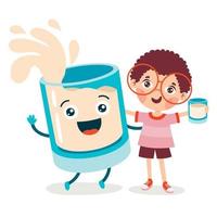 Drinking Milk Concept With Cartoon Character vector