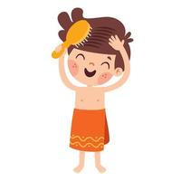 Hair Care Drawing With Cartoon Child vector