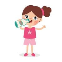 Drinking Milk Concept With Cartoon Character vector