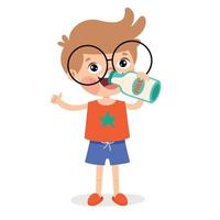 Drinking Milk Concept With Cartoon Character vector