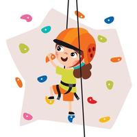 Cartoon Kid Climbing Rock Wall vector