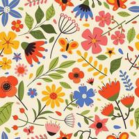 Seamless Pattern With Colorful Flowers vector