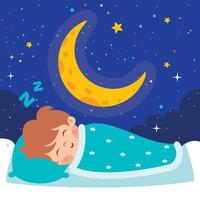 Cartoon Illustration Of Kid Sleeping vector