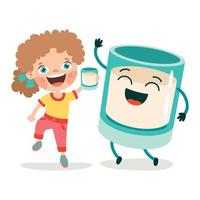 Drinking Milk Concept With Cartoon Character vector