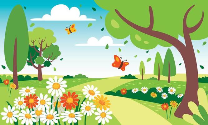 Spring Season Design With Flowers