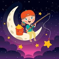 Concept Of Cartoon Character With Sky Elements vector