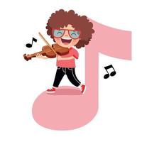 Funny Cartoon Kid Making Music vector