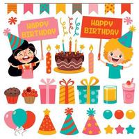 Collection Of Birthday Party Elements vector