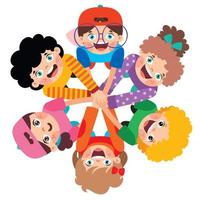 Group Of Children Putting Hands Together vector