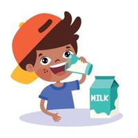 Drinking Milk Concept With Cartoon Character vector