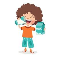 Drinking Milk Concept With Cartoon Character vector