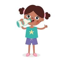 Drinking Milk Concept With Cartoon Character vector